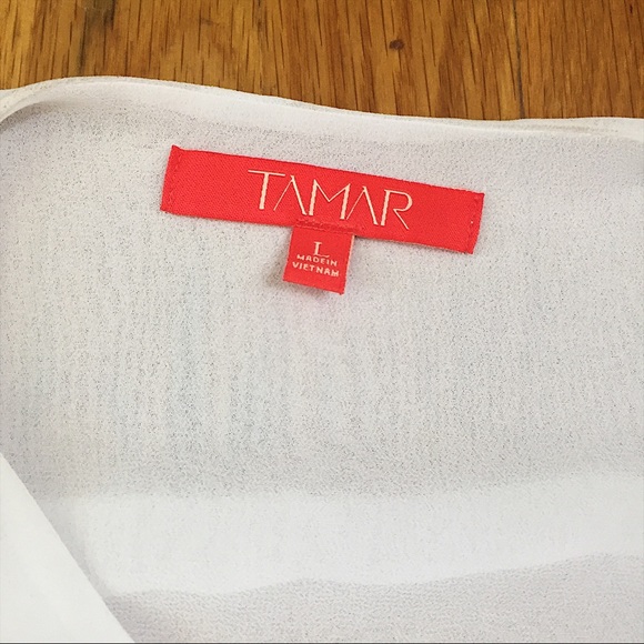 🚫SOLD🚫 Sheer Ruffle Blouse Top Size L NWOT Tamar - Picture 3 of 5